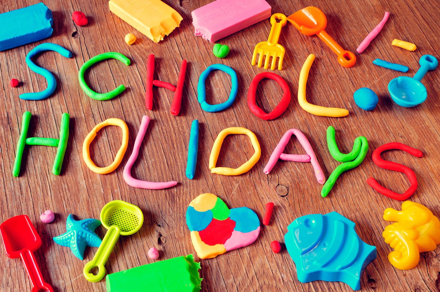 school holidays written in play-doh